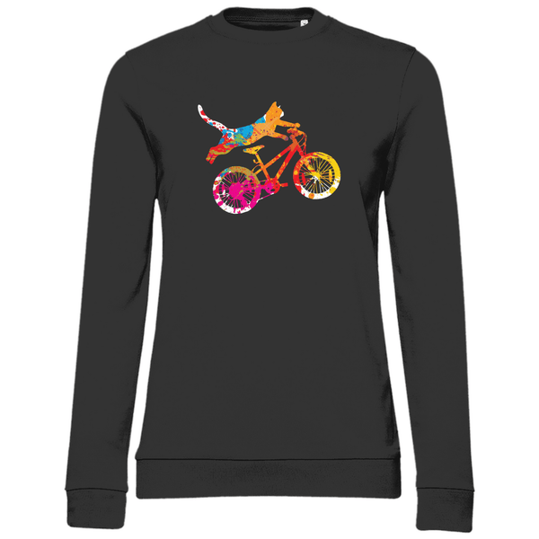 Fahrradkatze - Damen Sweatshirt - Textilzauber
