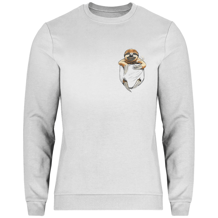 Faultier mit Kaffee in Brusttasche - Herren Sweatshirt - Textilzauber
