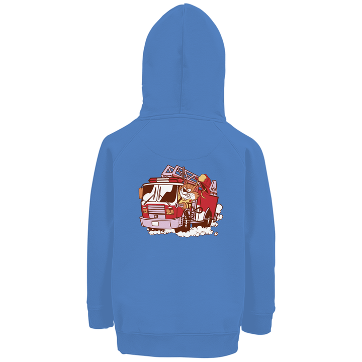 Feuerwehrtruck - Premium Bio Kinderhoodie mit Rückendruck - Textilzauber