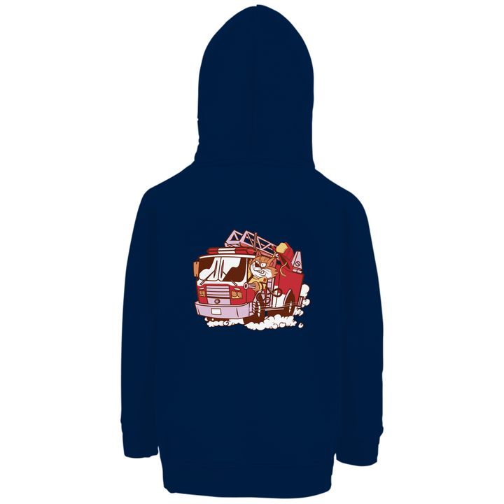 Feuerwehrtruck - Premium Bio Kinderhoodie mit Rückendruck - Textilzauber