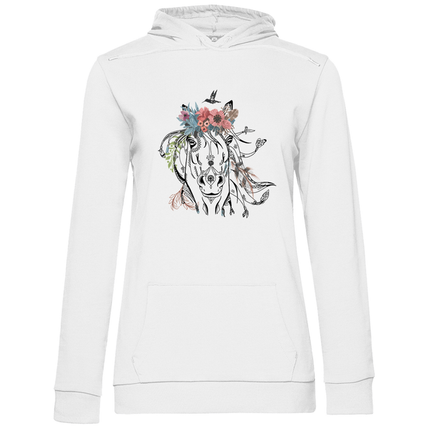 Florales Pferd - Damen Hoodie - Textilzauber
