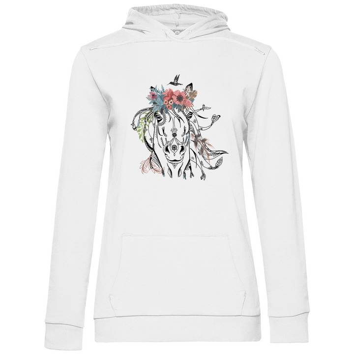 Florales Pferd - Damen Hoodie - Textilzauber