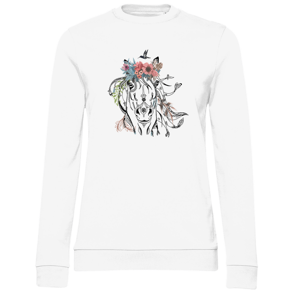 Florales Pferd - Damen Sweatshirt - Textilzauber