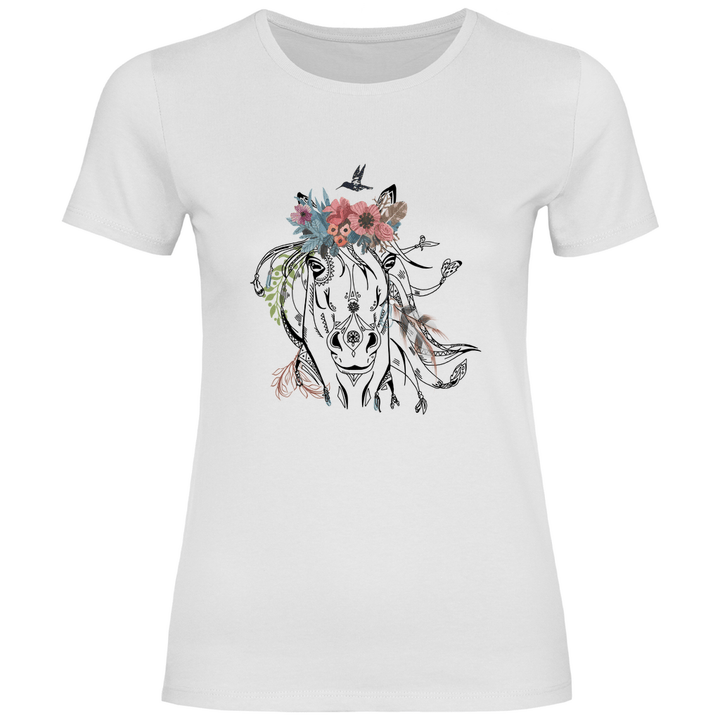 Florales Pferd - Damen T - Shirt - Textilzauber