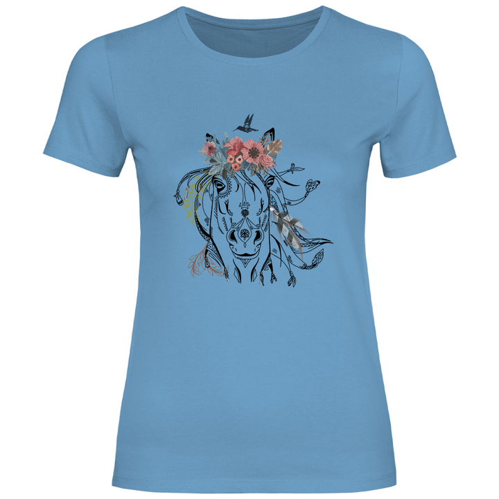 Florales Pferd - Damen T - Shirt - Textilzauber