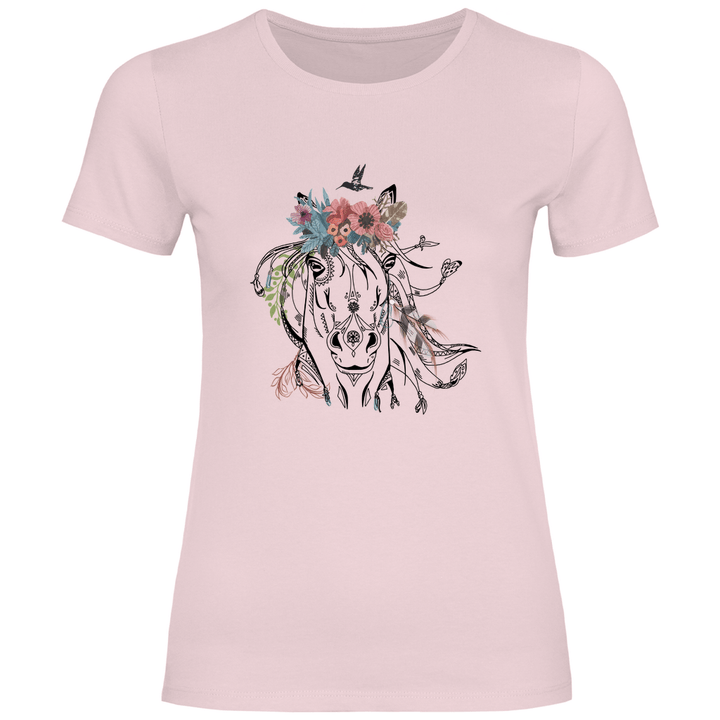Florales Pferd - Damen T - Shirt - Textilzauber