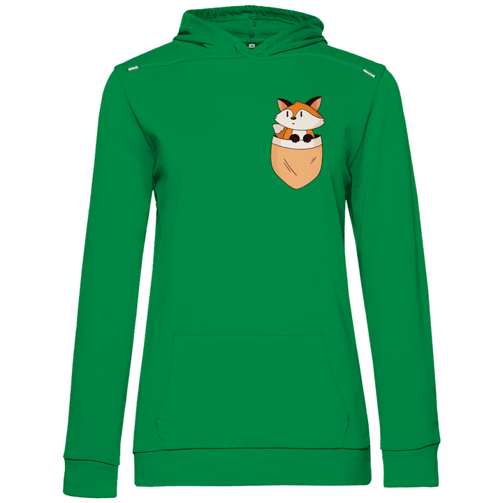 Fuchs in Brusttasche - Damen Hoodie - Textilzauber