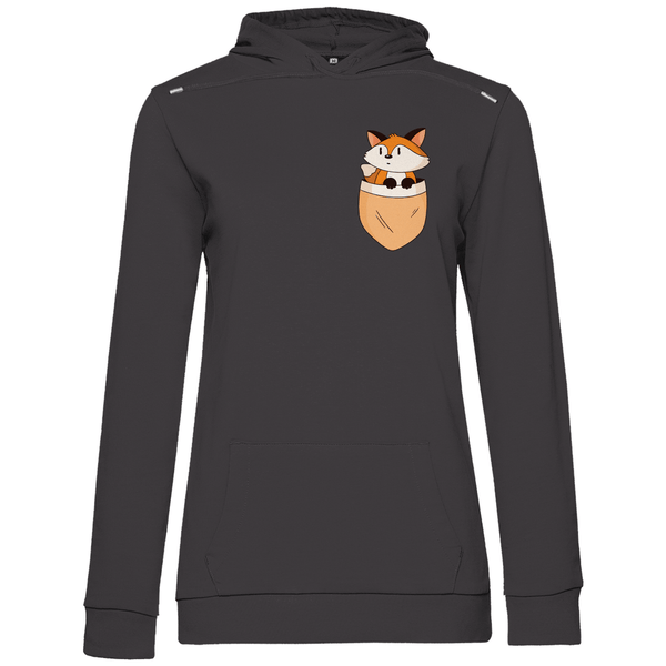 Fuchs in Brusttasche - Damen Hoodie - Textilzauber