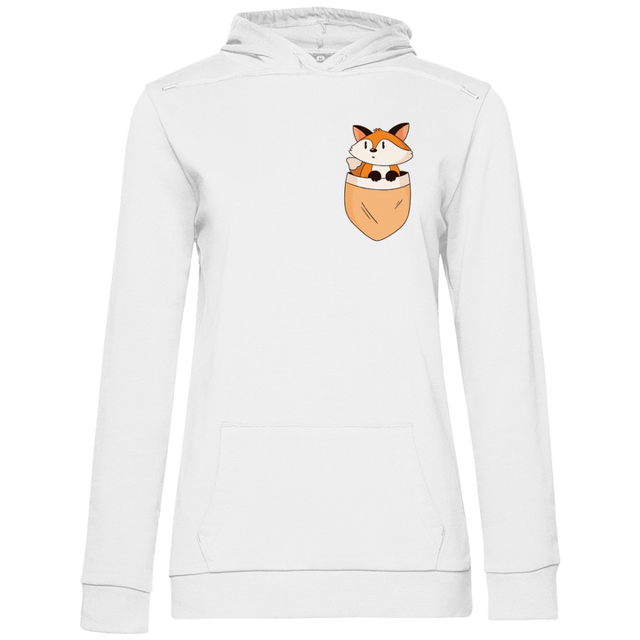 Fuchs in Brusttasche - Damen Hoodie - Textilzauber
