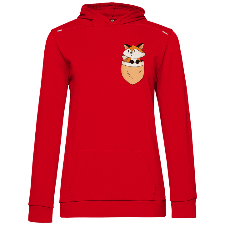 Fuchs in Brusttasche - Damen Hoodie - Textilzauber