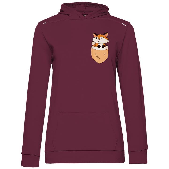 Fuchs in Brusttasche - Damen Hoodie - Textilzauber