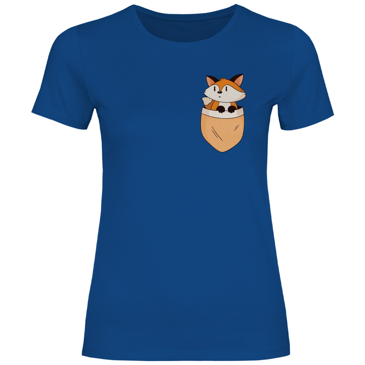 Fuchs in Brusttasche - Damen T - Shirt - Textilzauber