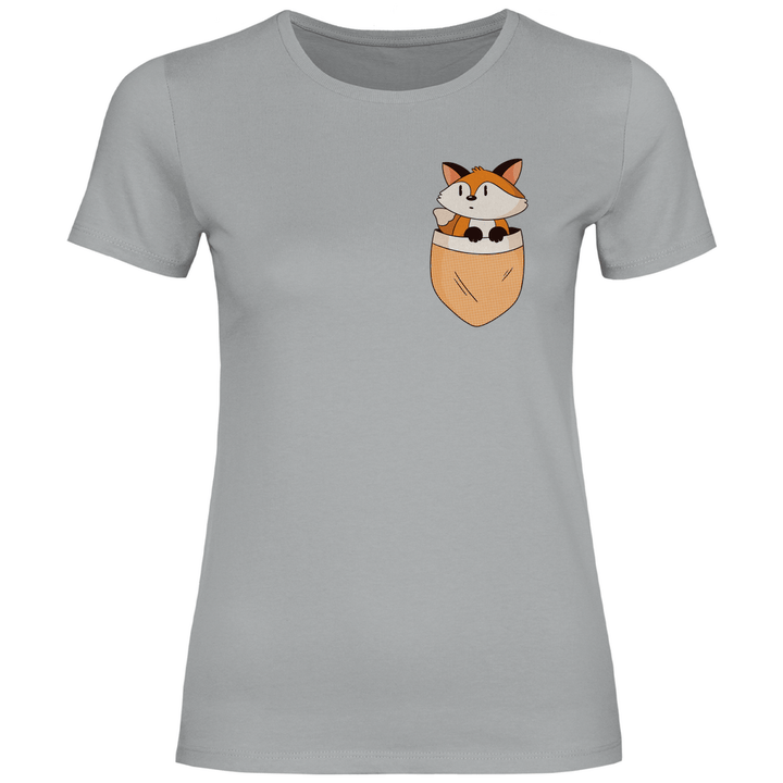 Fuchs in Brusttasche - Damen T - Shirt - Textilzauber