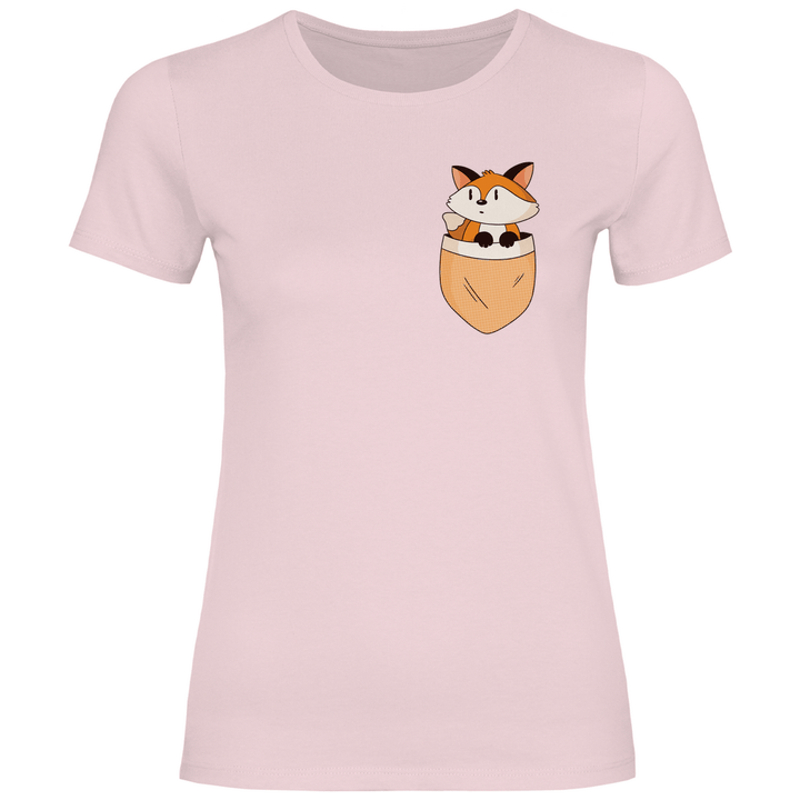 Fuchs in Brusttasche - Damen T - Shirt - Textilzauber