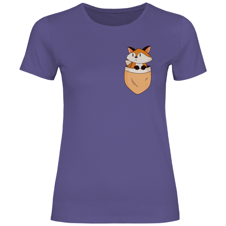 Fuchs in Brusttasche - Damen T - Shirt - Textilzauber