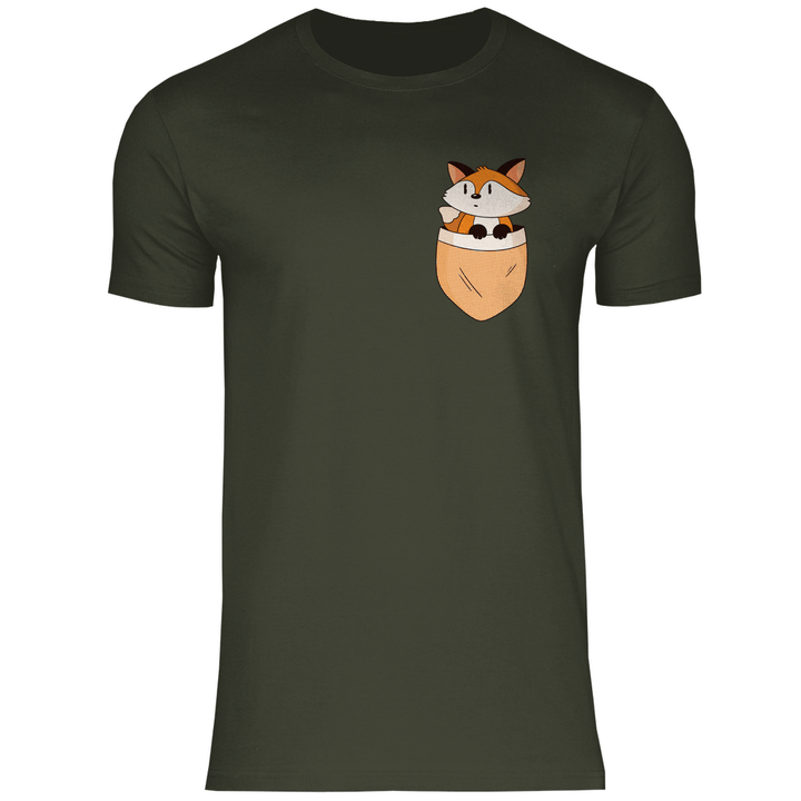 Fuchs in Brusttasche - Herren T - Shirt - Textilzauber