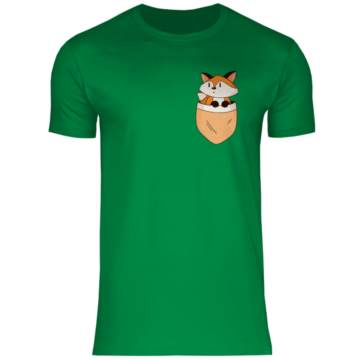 Fuchs in Brusttasche - Herren T - Shirt - Textilzauber