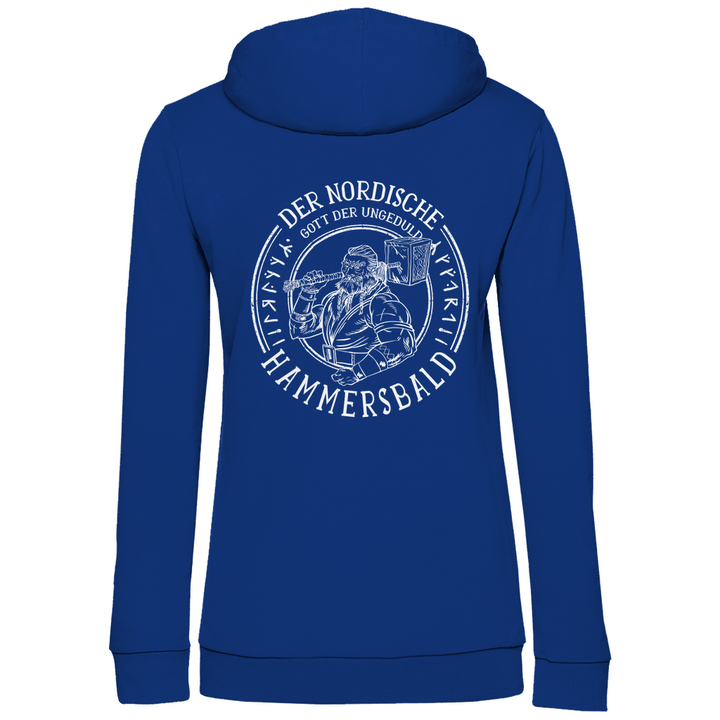 Gott der Ungeduld - Damen Hoodie mit Rückendruck - Textilzauber