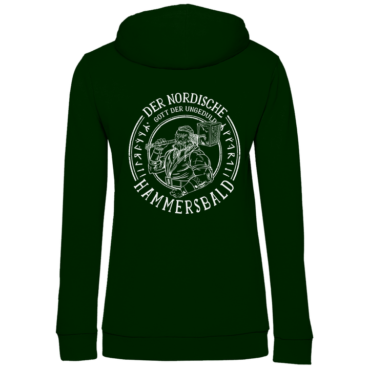 Gott der Ungeduld - Damen Hoodie mit Rückendruck - Textilzauber