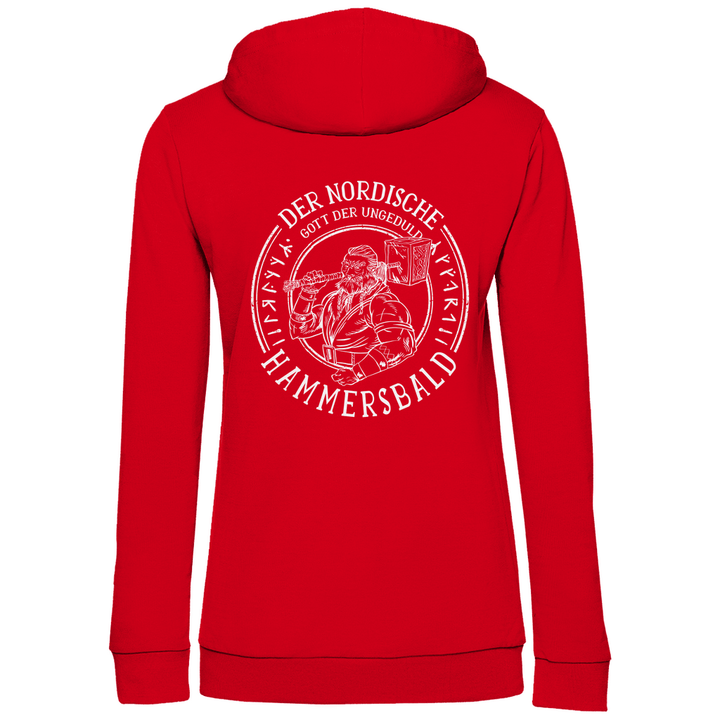Gott der Ungeduld - Damen Hoodie mit Rückendruck - Textilzauber