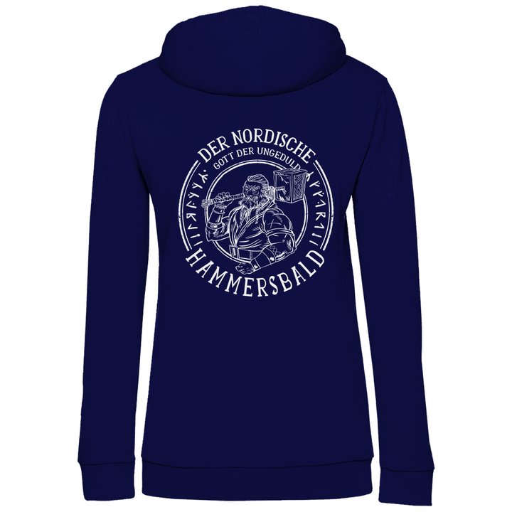 Gott der Ungeduld - Damen Hoodie mit Rückendruck - Textilzauber