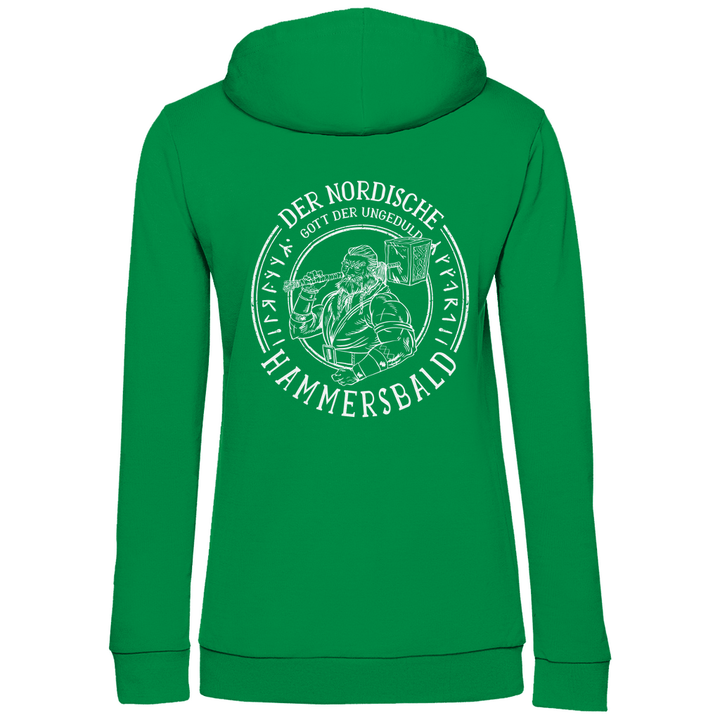Gott der Ungeduld - Damen Hoodie mit Rückendruck - Textilzauber