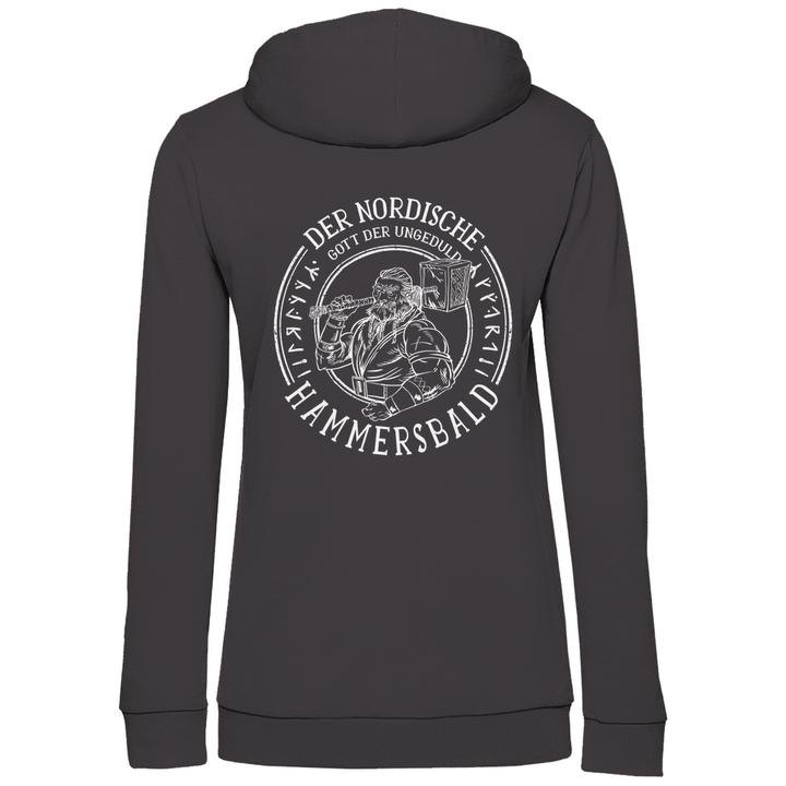 Gott der Ungeduld - Damen Hoodie mit Rückendruck - Textilzauber