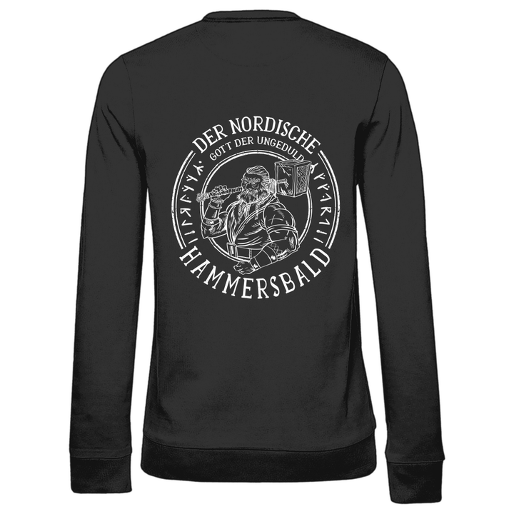 Gott der Ungeduld - Damen Sweatshirt mit Rückendruck - Textilzauber