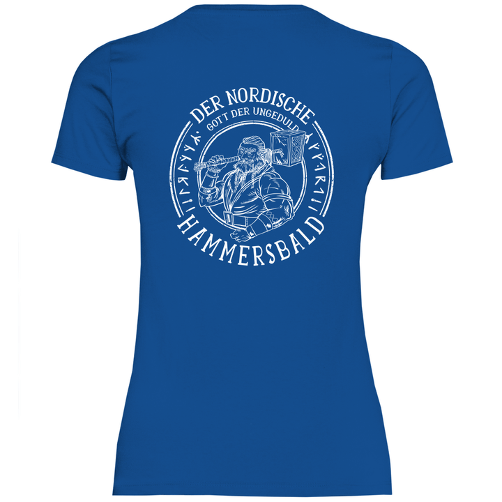 Gott der Ungeduld - Damen T - Shirt mit Rückendruck - Textilzauber