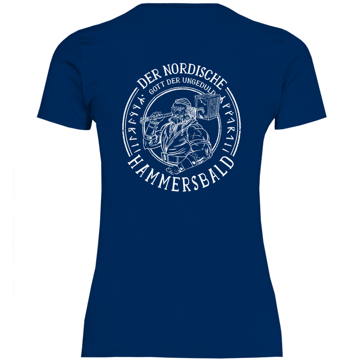 Gott der Ungeduld - Damen T - Shirt mit Rückendruck - Textilzauber