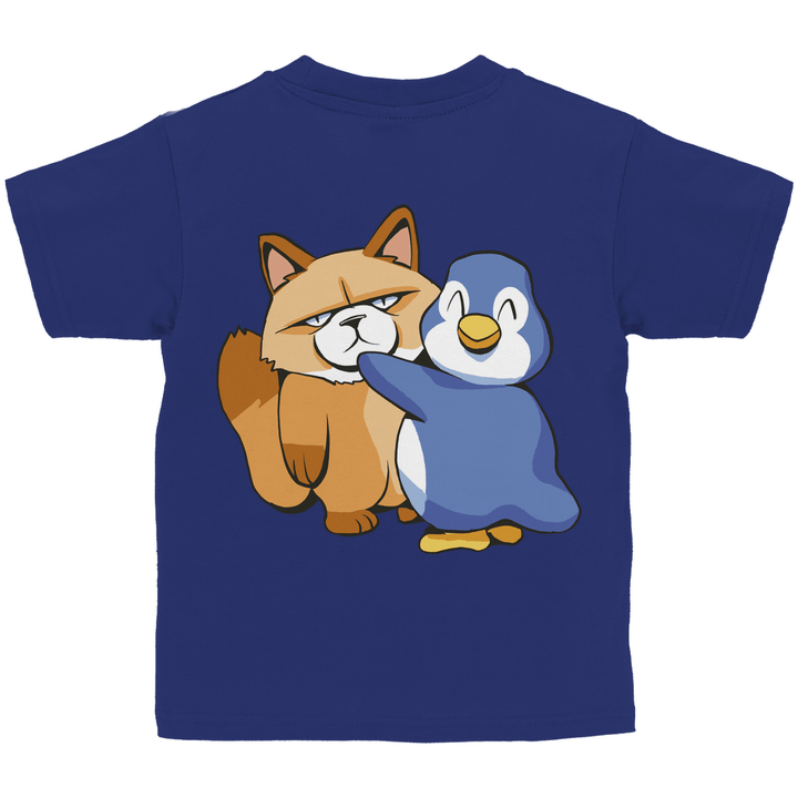 Grumpy Cat mit Pinguin Kinder T - Shirt mit Rückendruck - Textilzauber