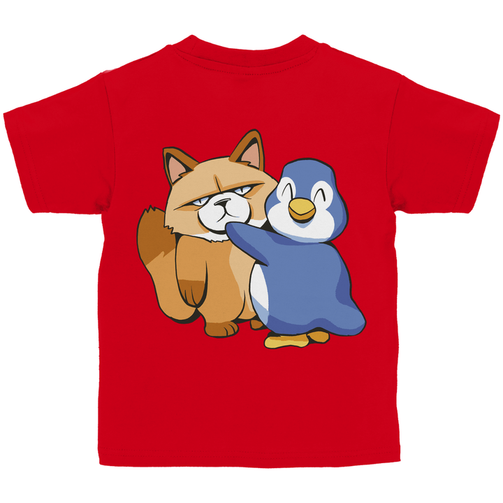 Grumpy Cat mit Pinguin Kinder T - Shirt mit Rückendruck - Textilzauber