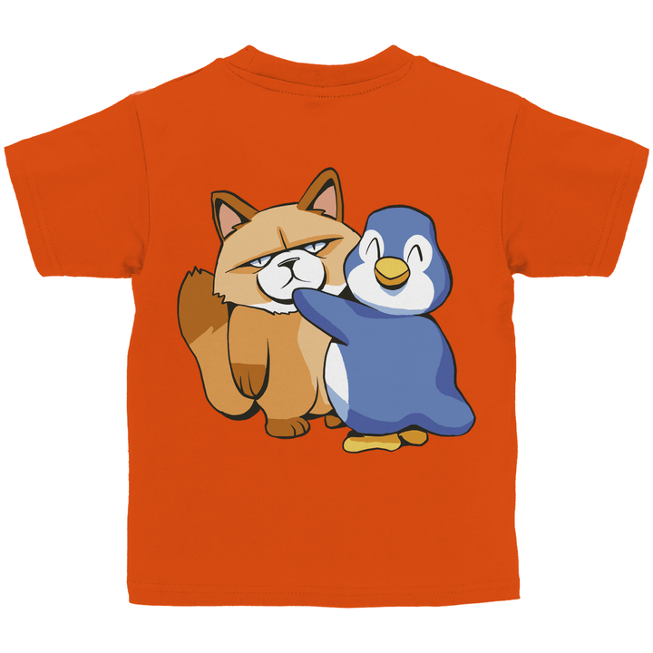 Grumpy Cat mit Pinguin Kinder T - Shirt mit Rückendruck - Textilzauber