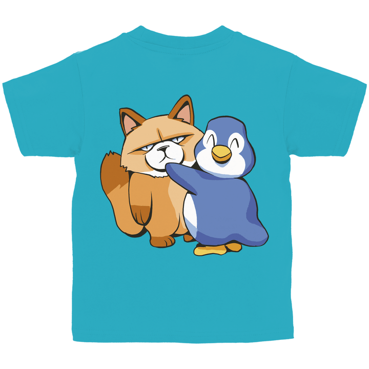 Grumpy Cat mit Pinguin Kinder T - Shirt mit Rückendruck - Textilzauber