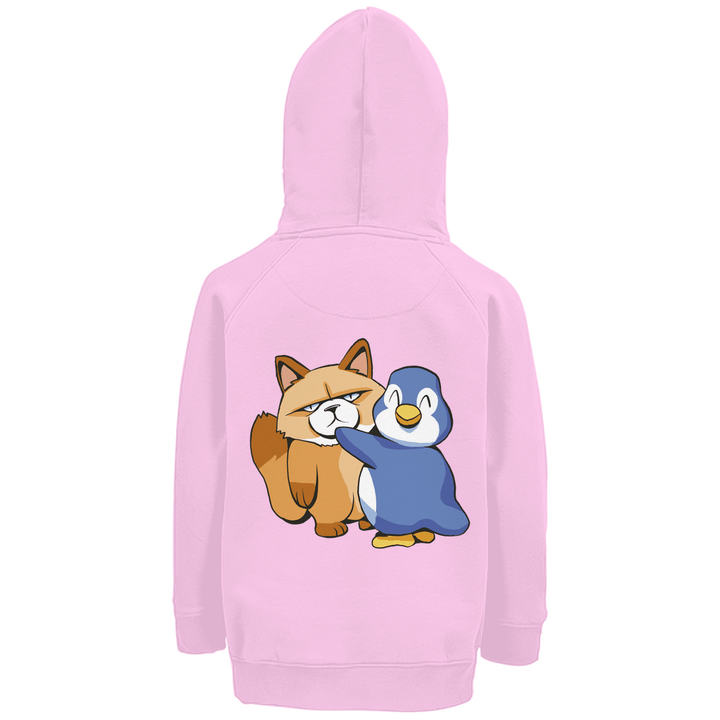 Grumpy Cat + Pinguin Premium Bio Kinderhoodie mit Rückendruck - Textilzauber