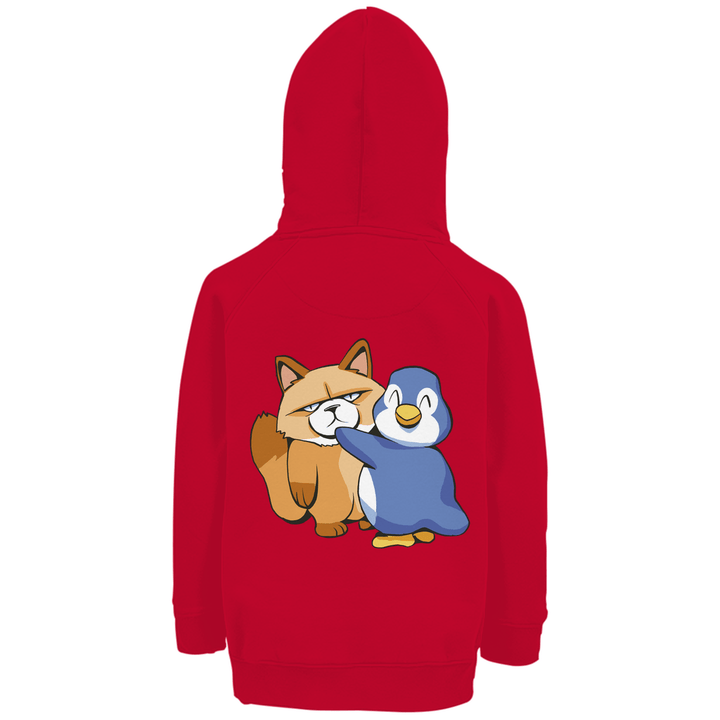 Grumpy Cat + Pinguin Premium Bio Kinderhoodie mit Rückendruck - Textilzauber