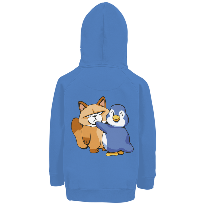 Grumpy Cat + Pinguin Premium Bio Kinderhoodie mit Rückendruck - Textilzauber