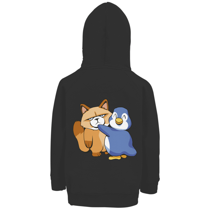 Grumpy Cat + Pinguin Premium Bio Kinderhoodie mit Rückendruck - Textilzauber