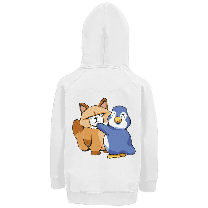 Grumpy Cat + Pinguin Premium Bio Kinderhoodie mit Rückendruck - Textilzauber
