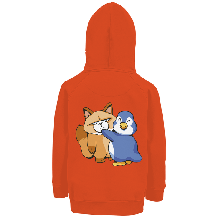 Grumpy Cat + Pinguin Premium Bio Kinderhoodie mit Rückendruck - Textilzauber