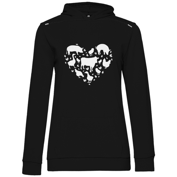 Herz für Tiere - Damen Hoodie - Textilzauber