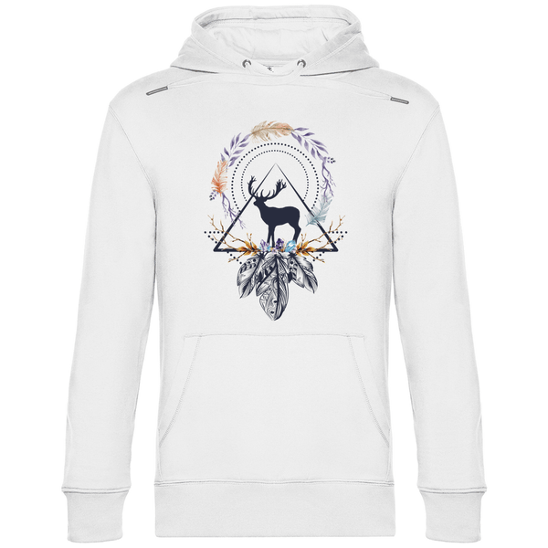 Hirsch mit Federkranz - Herren Hoodie - Textilzauber