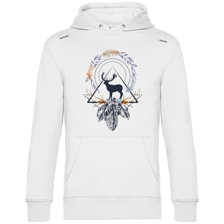 Hirsch mit Federkranz - Herren Hoodie - Textilzauber