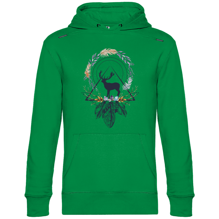 Hirsch mit Federkranz - Herren Hoodie - Textilzauber