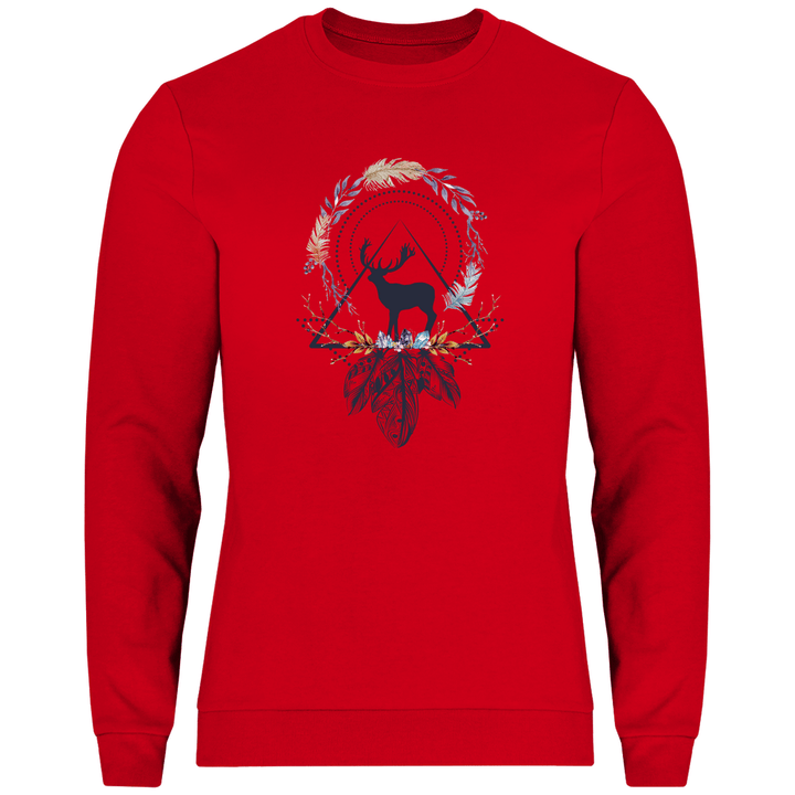 Hirsch mit Federkranz - Herren Sweatshirt - Textilzauber