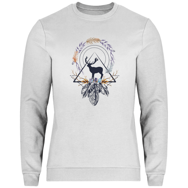 Hirsch mit Federkranz - Herren Sweatshirt - Textilzauber