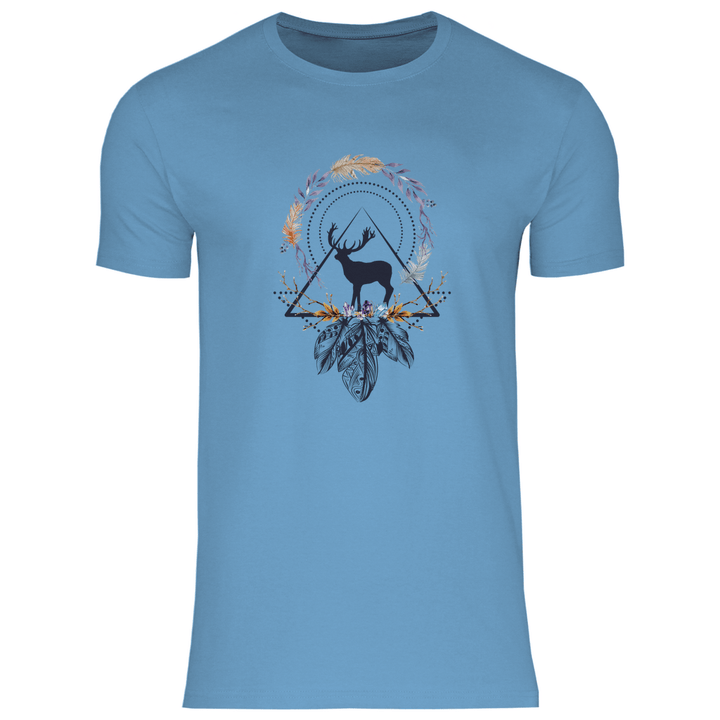 Hirsch mit Federkranz - Herren T - Shirt - Textilzauber
