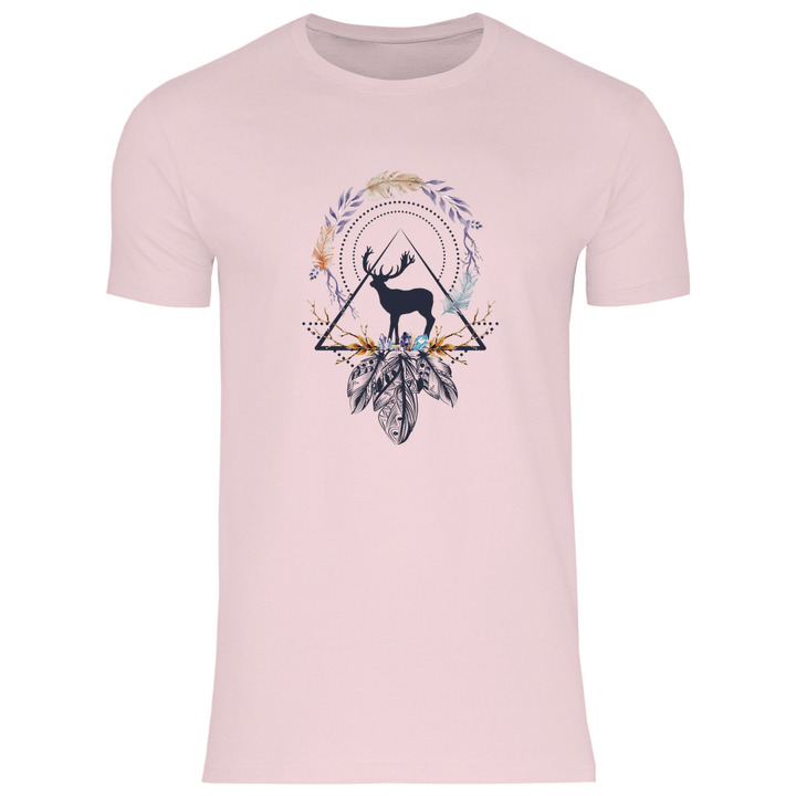 Hirsch mit Federkranz - Herren T - Shirt - Textilzauber