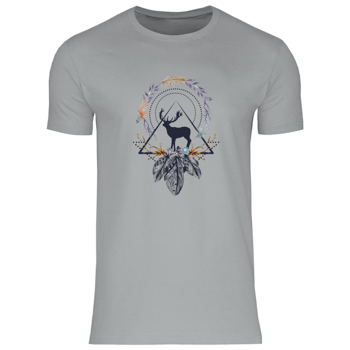 Hirsch mit Federkranz - Herren T - Shirt - Textilzauber