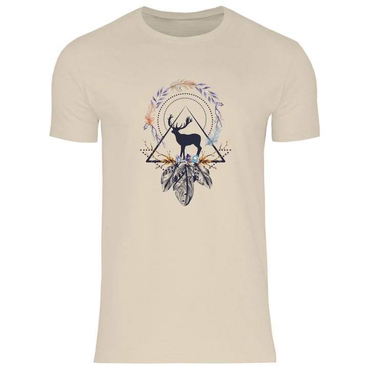 Hirsch mit Federkranz - Herren T - Shirt - Textilzauber